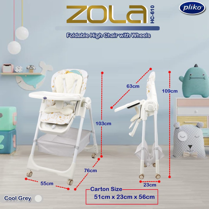 Makassar - Pliko HC-610 Zola High Chair - Kursi Makan Anak Bayi