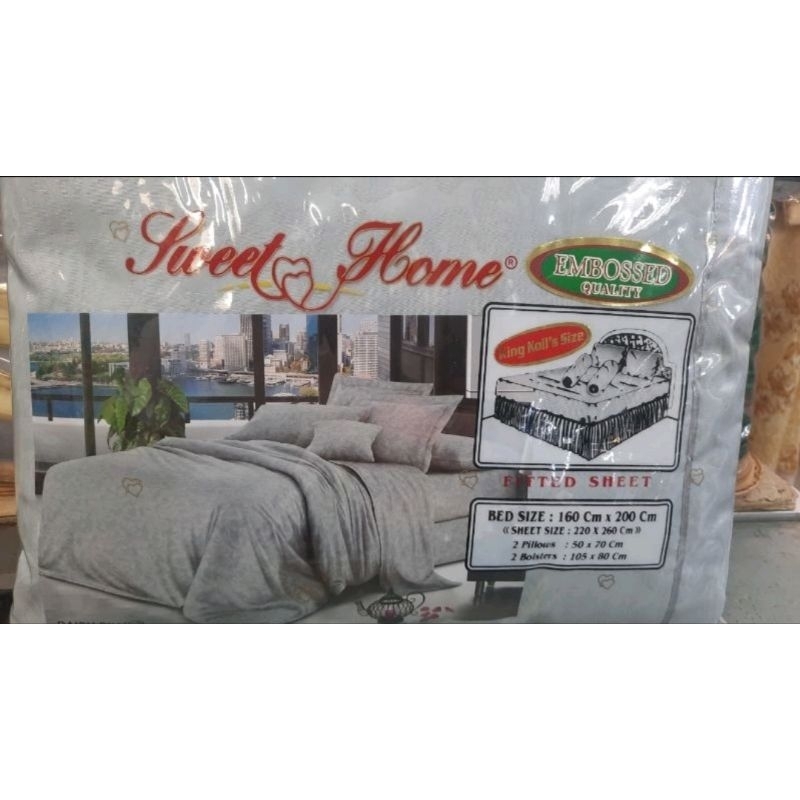 Sprei Polos embos Sweet Home ukuran 160 tinggi 40, 50 cm