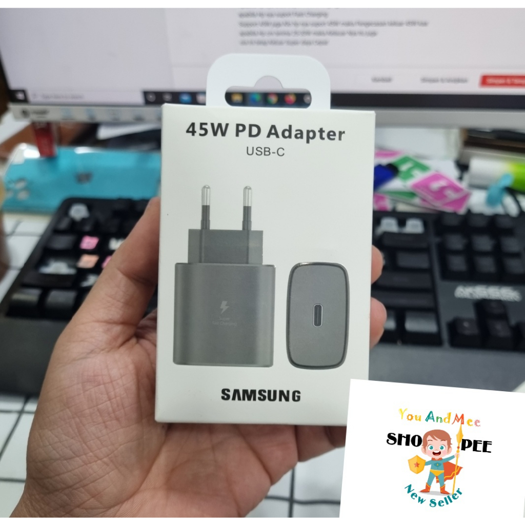 Original 100% 45W Adaptor SUPER Fast Charging &quot;Kepala Charger&quot; Samsung USB C Type Galaxy Note 20 20Ultra 10 10+ 9 8 S23 Plus S22 Ultra S21 S20 S10 Lite S9 S8 Travel Chargeran HP Isi Daya Cepat ORI ASLI Pengisian Bagus Sekali 3.0 A 5.0 V 5G 45 W AN Persen