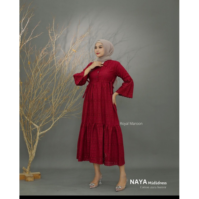 Naya dress / dress lebaran / Halwa apparel Midi dress PL termurah