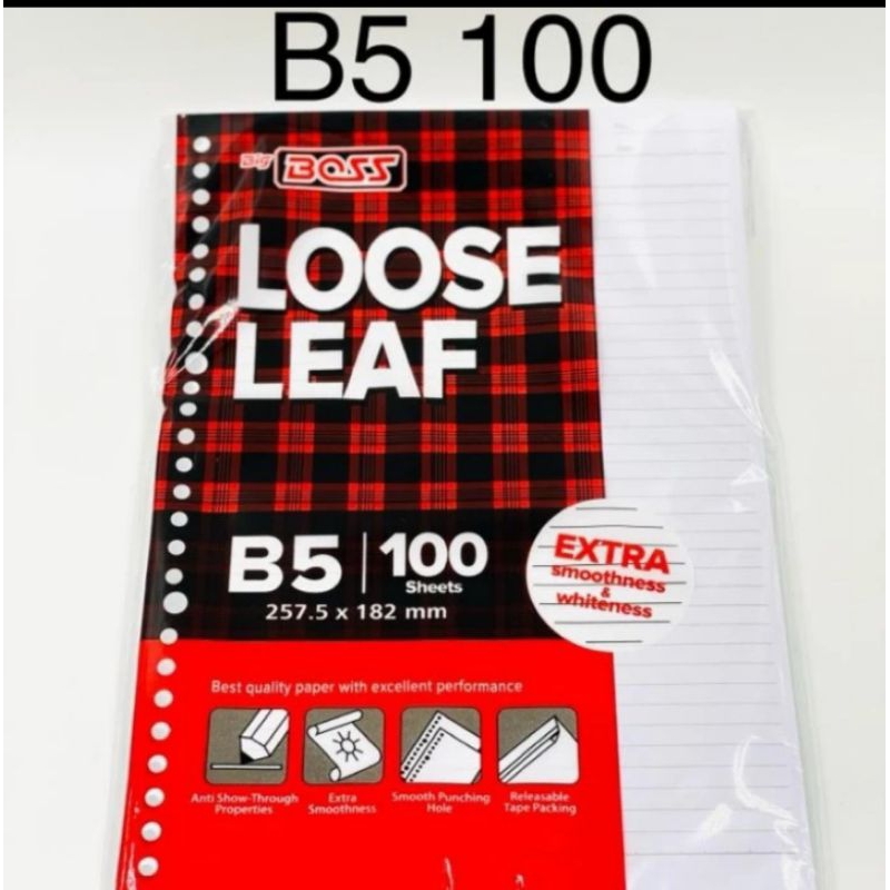 

LOOSE LEAF /ISI BINDER GARIS UKURAN B5 ISI 100 LBR MERK BIGBOSS