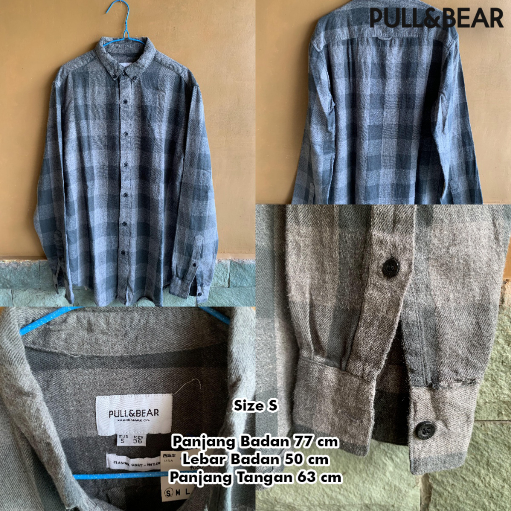 Kemeja Flanel Lengan Panjang Pull & Bear Second Like New Size S