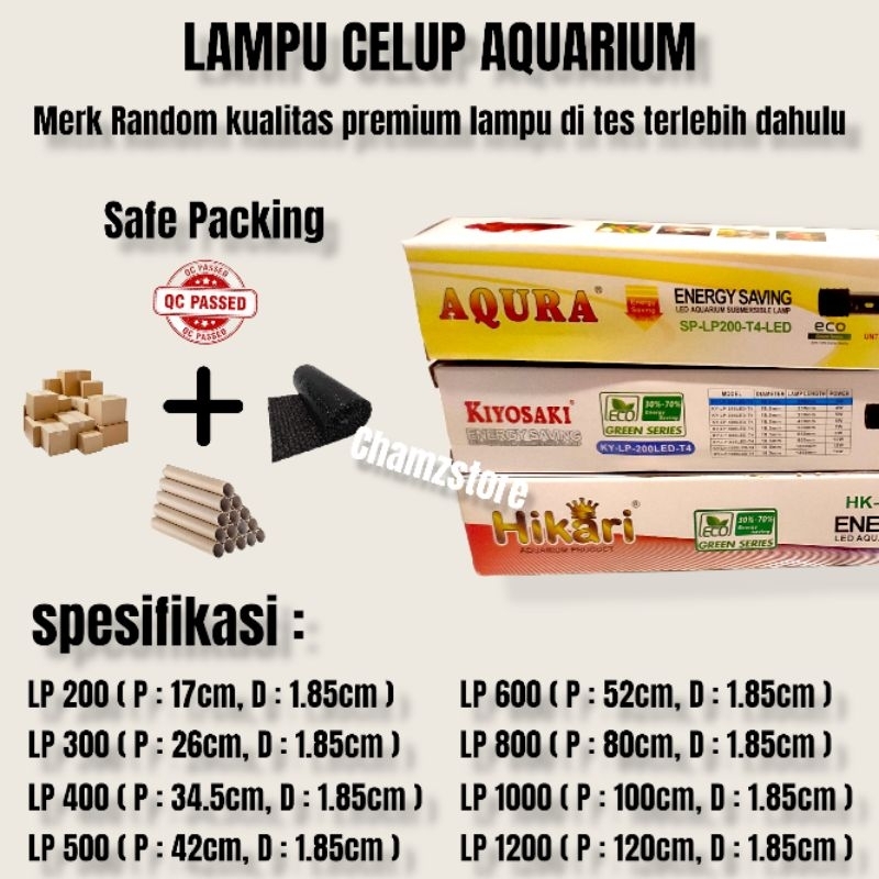 Lampu celup aquarium 20cm, 30cm, 40cm, 50cm, 60cm / Lampu led celup T4 aquarium aquascape / Lampu celup T4 aquarium / Lampu aquarium