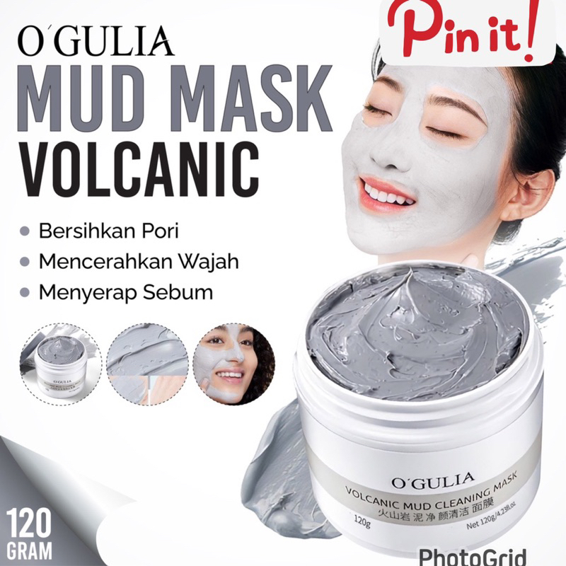 BEST SELLER OGUILA GRATIS ONGKIR O GULIA Volcanic Mud Facial Whitening Clay Mask Masker Vulkanik Pemutih Wajah dan Membersihkan Komedo