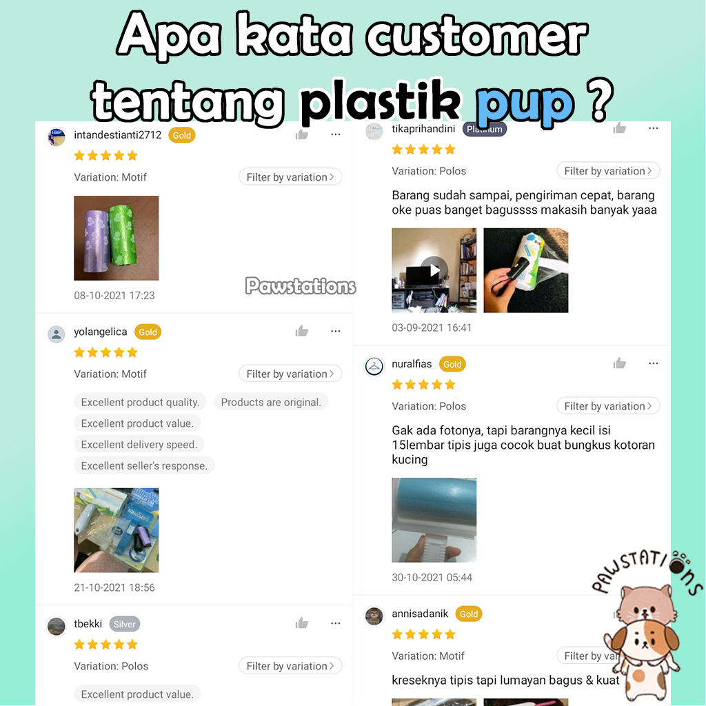 Beli 10 Gratis 1 Plastik Kotoran Kucing dan Anjing Plastik Kotoran Hewan Pet Poop Bag