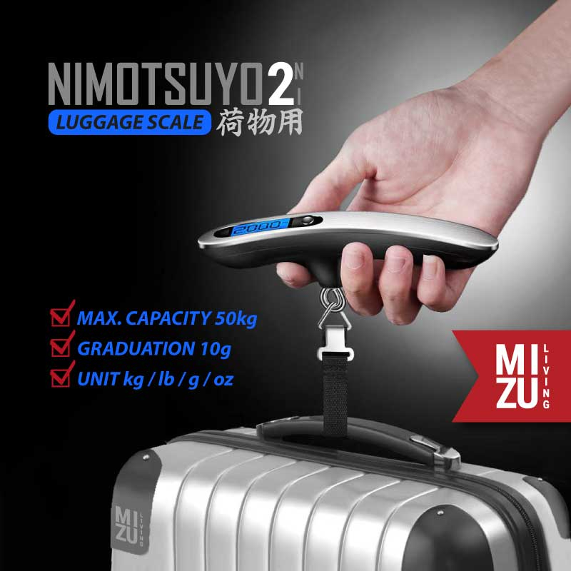 MIZU NIMOTSUYO-NI Travel Luggage Scale Timbangan Koper Bagasi Digital Timbangan Tangan Travelling Timbangan Gantung 50kg