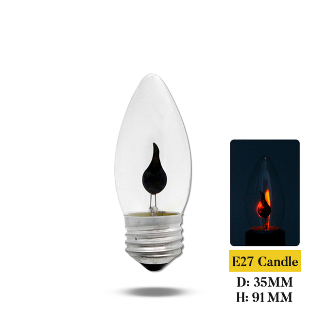 Lampu Bohlam LED Api Flickering Candle Light E27 Warm White 3W - P36 - Transparent