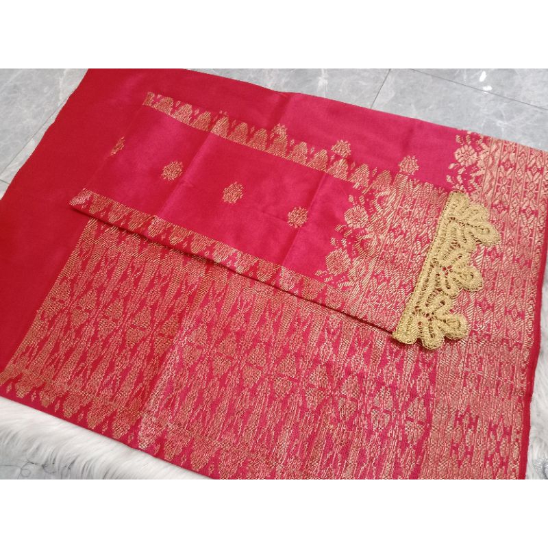 songket silungkang warna pink fuschia gold