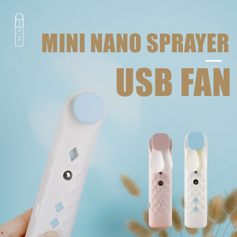 Kipas Angin Mini Nano Spray Portable 2 in 1 Usb Cas Genggam Bisa Di Isi Air KL-FN23