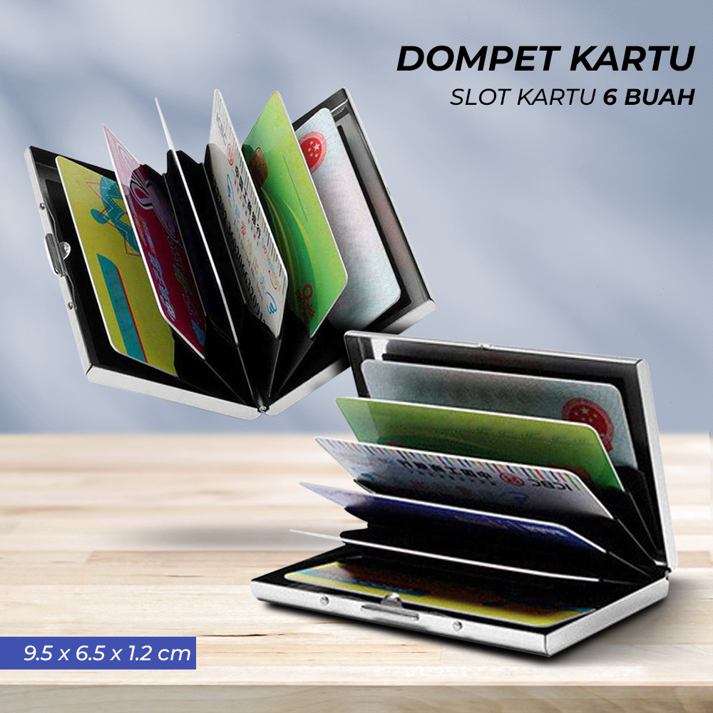 Dompet Kartu Slim Aluminium 6 Slot - FMB-78 - Silver