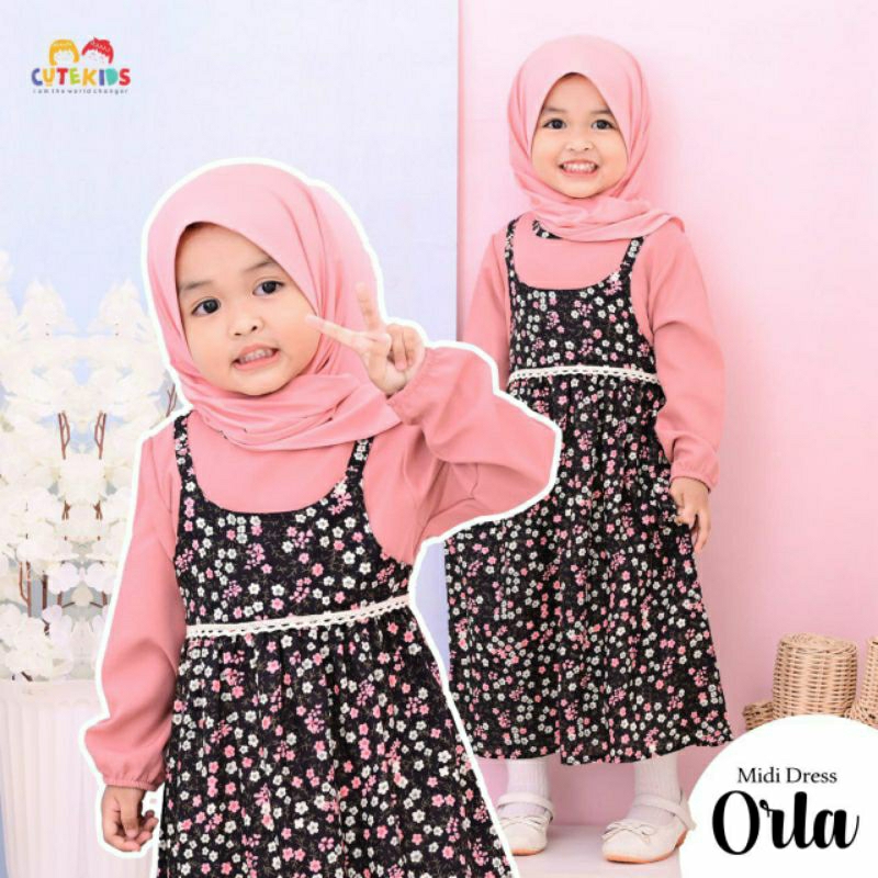 Gamis Rayon Anak Set Pasmina size 1-8 Tahun By Cute Kids