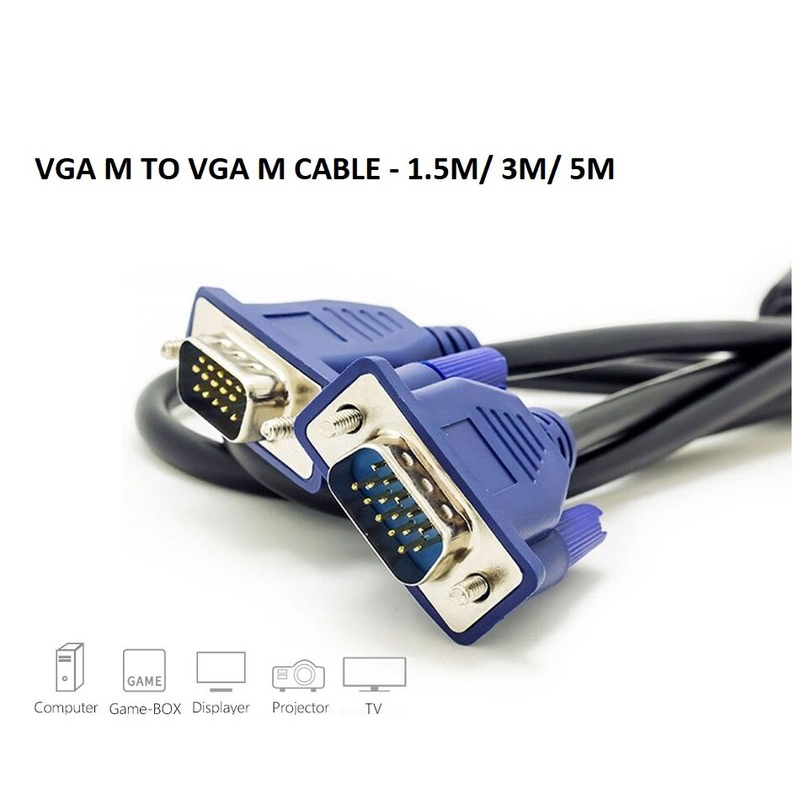 Kabel VGA Male to Male Digital 15pin 1.5m 3m 5m Cable For Komputer Monitor TV PC Laptop High Quality