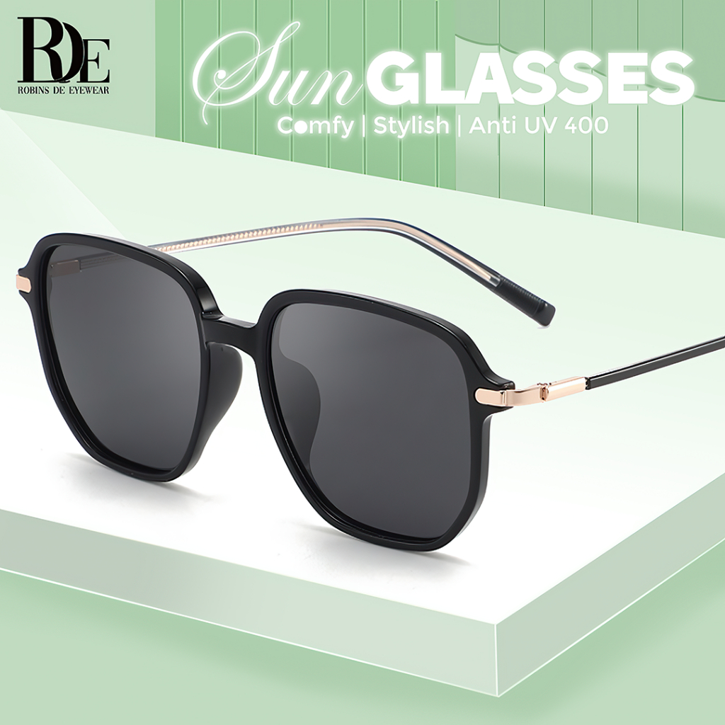 Robins - Kacamata Hitam Kotak Plastik TR90 Sunglasses Fashion Anti UV 822