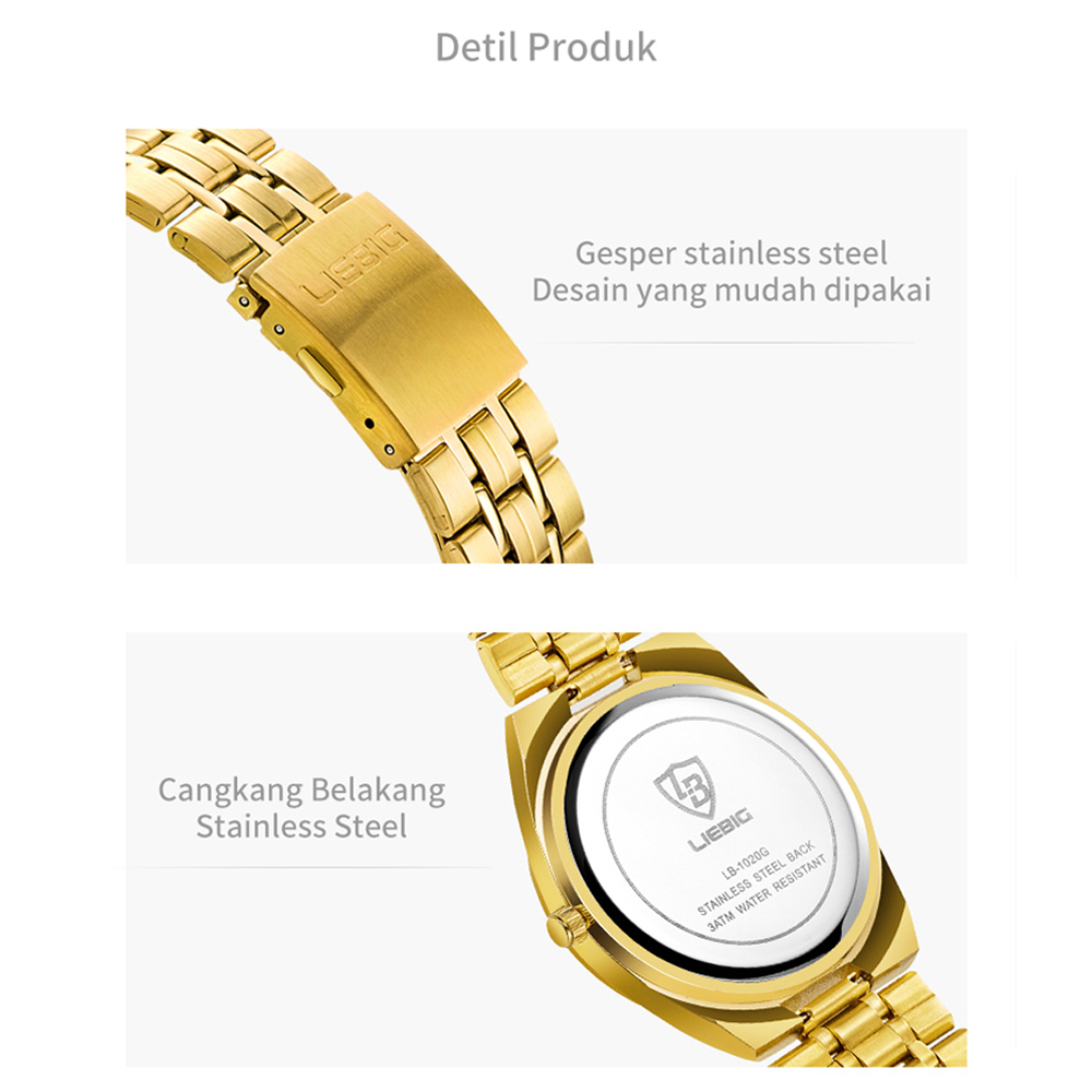 jam tangan jam capel couple Quartz Business Couple Watch anti air Jam tangan premium Golden Watch