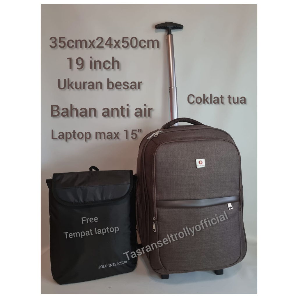 Tas Ransel Troli Laptop waterproof 19&quot; Troli Polo Interclub 100% original.