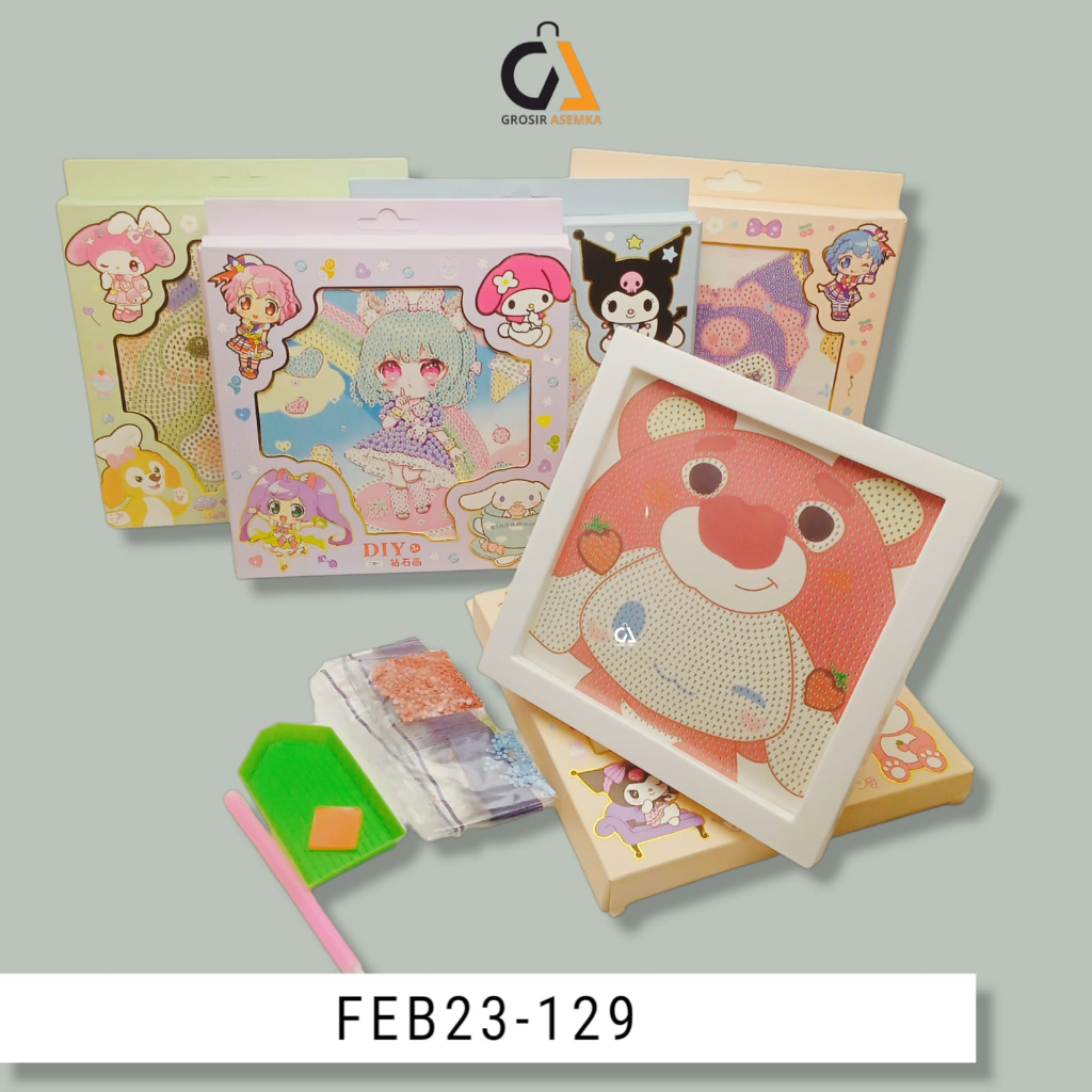 DIY STIKER SET DIAMOND PAINTING ANIME GIRL SERIES SANRIO + BINGKAI 17CMX17CM