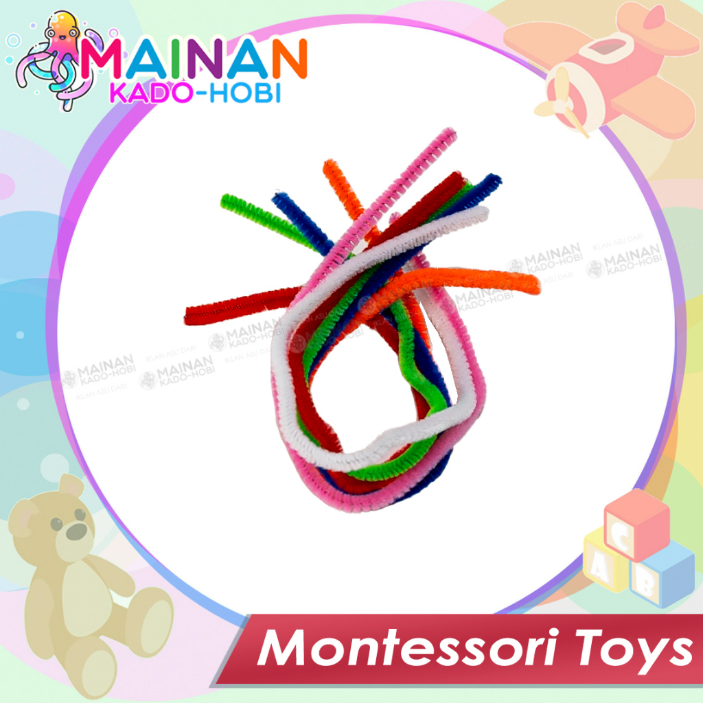 HOBI MAINAN ANAK MONTESSORI KAWAT BULU MERCY PIPE CLEANER KERAJINAN ART SENI