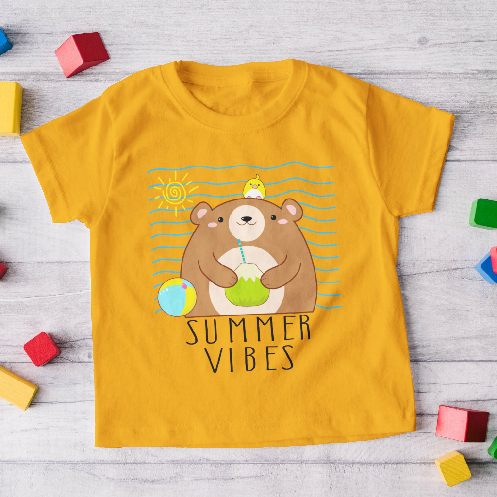 Kaos Anak Summer Vibes Bear - Atasan Anak Laki Laki Dan Perempuan