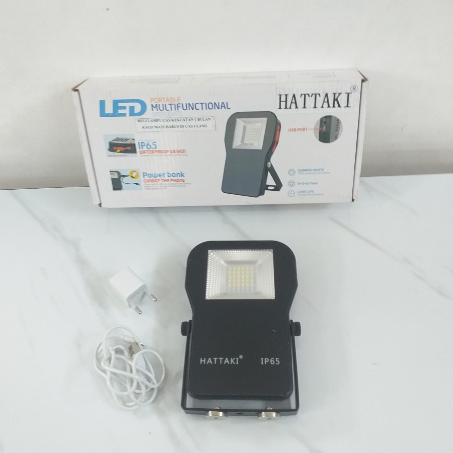 Lampu Spotlights Multifunctional 4 mode magnet usb powerbank HATTAKI