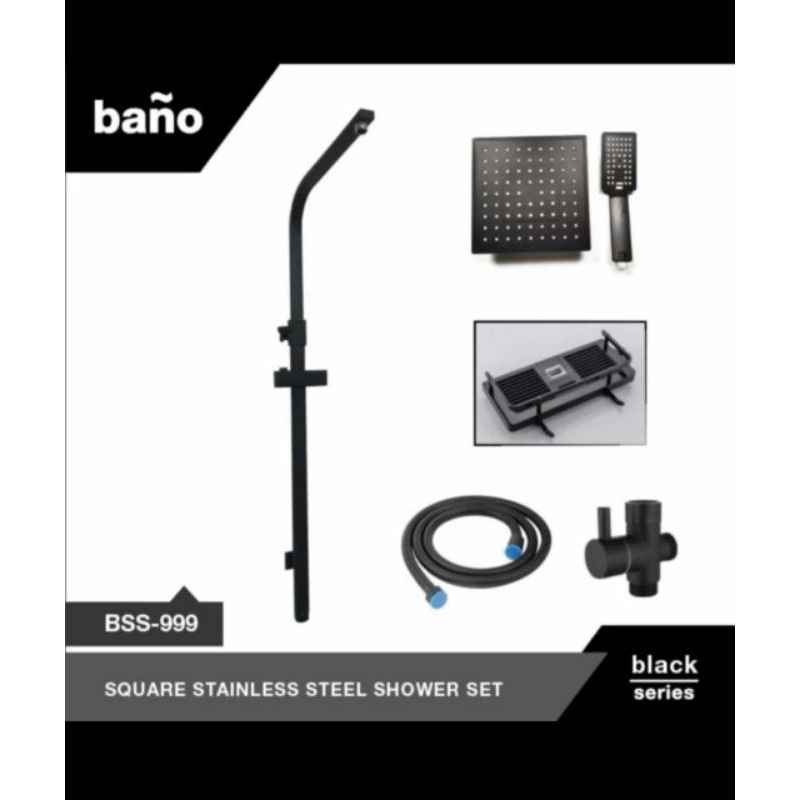 Shower tiang hitam dingin / Shower tiang bano hitam dingin saja