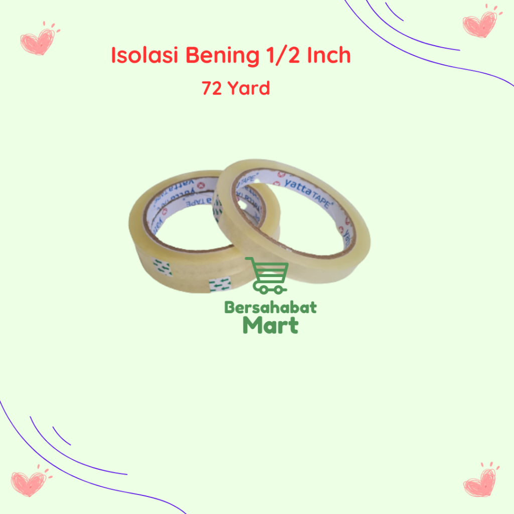 

Isolasi Bening 1/2 Inch 12mm x 72 Yard l Selotip Solasi Lakban Tape 1 inch 24mm