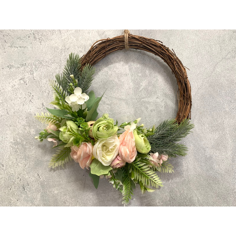 Flower wreath, hiasan dinding, home decor rustic, hiasan rustic