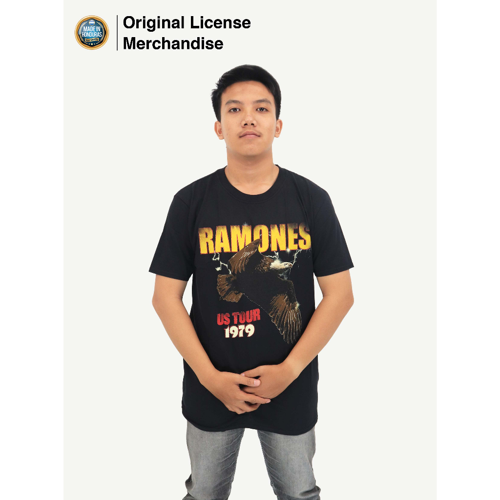 Baju Kaos Tshirt Import Premium Softstyle Cotton Popo Punk Rock Musik Original RAMONES Tour 1979