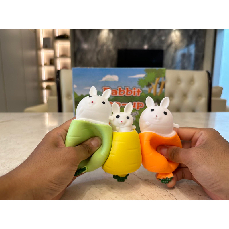 BISA 100 PCS LEBIH  [CLAIRETOYS] Mainan Carrot Rabbit Penghilang Stress / Carrot Rabbit  Squeeze .