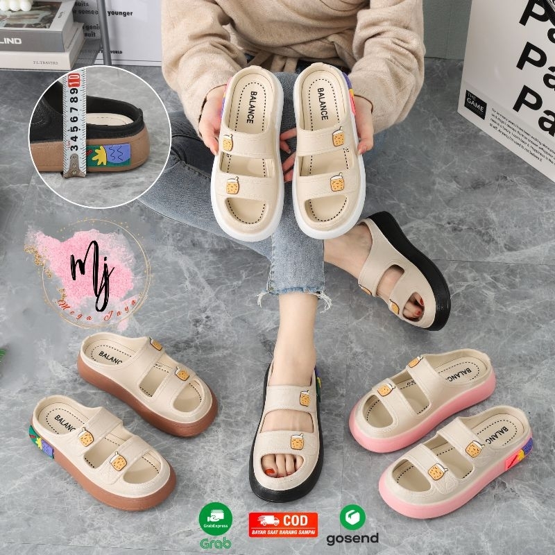 Sandal Wedges Wanita Selop Karet Jelly Import