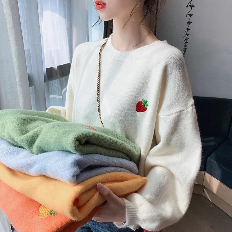 FRUITY KNITE SWEATER | SWEATER RAJUT WANITA KOREAN BORDIR