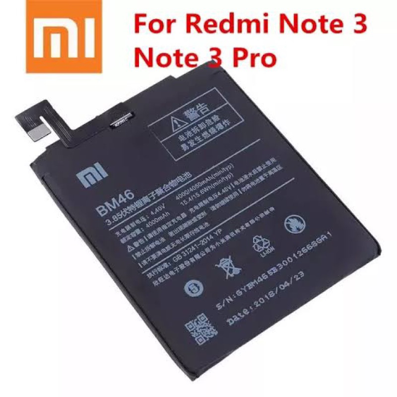 BATERAI XIAOMI REDMI NOTE 3 / NOTE 3 PRO BM46 ORIGINAL IMPORT