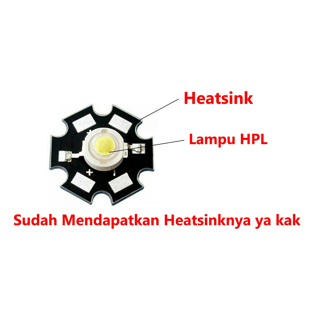 [HAEBOT] LED HPL 1 W Watt Putih White Heatsink 3V Lampu Light Emitting Dioda Terang Mini Hemat