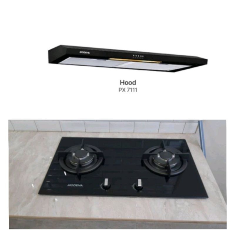 Paket kompor modena Bh 1725 LA dan Cookerhood modena px 7111