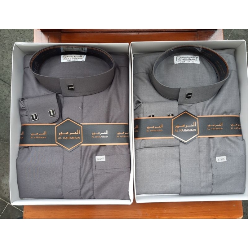 Jubah Al‐Haramain Premium woll manset, kancing kotak, ritsliting