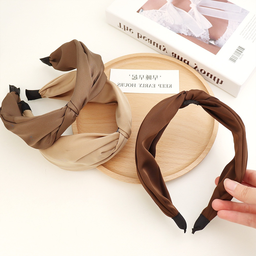 T&amp;Y Bando Scrunchie Wanita Simpul Satin 6735 Bandana Korea Anti Patah Headband Wanita Desain Silang Aksesoris Fashion Wanita Murah Import