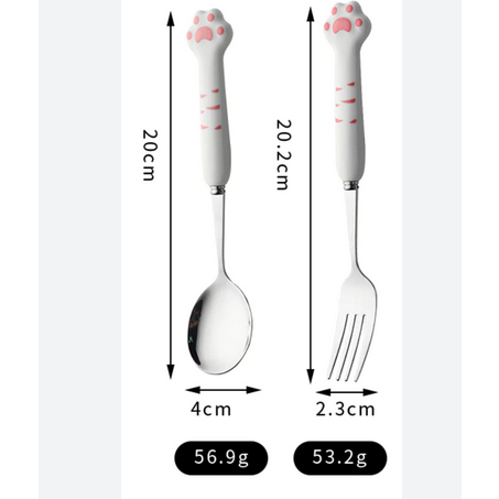 Sendok Set Gagang Keramik Kaki Kucing Stainless 304