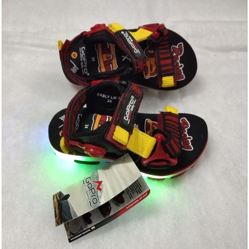 Sandal gunung GOPRO anak laki2 lampu LED ukuran 19-27