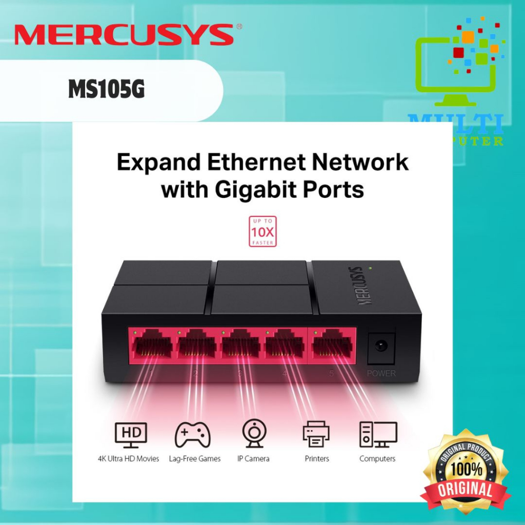 Mercusys MS105G 5-Port 10/100/1000 Mbps Desktop Switch