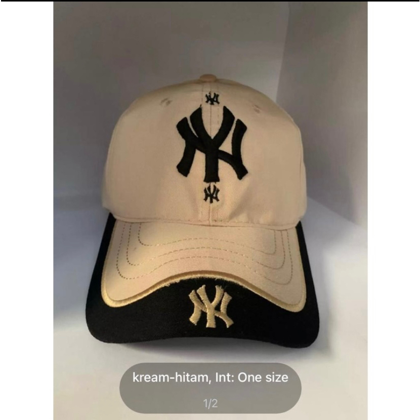 New York Yankees Topi Baseball NY Cap Casual Sport Pria Wanita-Krem hitam NY