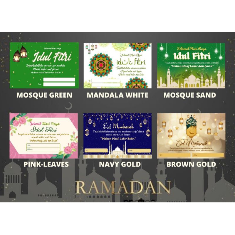 Lebel Sticker Hangtag Hangtags Card Kartu Ucapan Idul Fitri Ramadan Eid Mubarak untuk Jualan Souveni