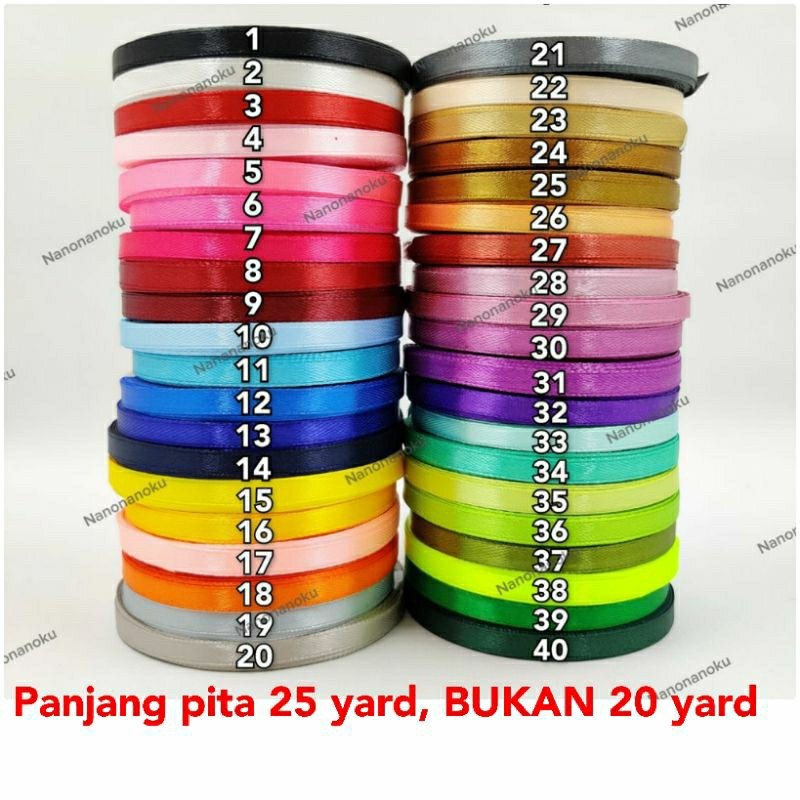 Pita Satin Kain 1/4 inch 0,6 cm 25 yard Per Rol