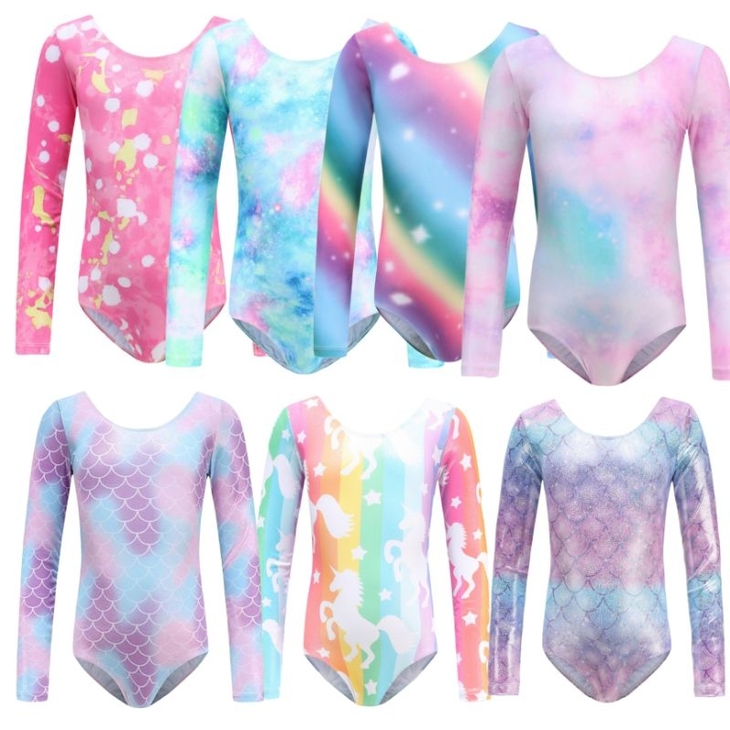 [33] Baju Gymnastic Anak Perempuan Leotard Gymnastic Anak Lengan Panjang 3-16 th (READY STOCK)