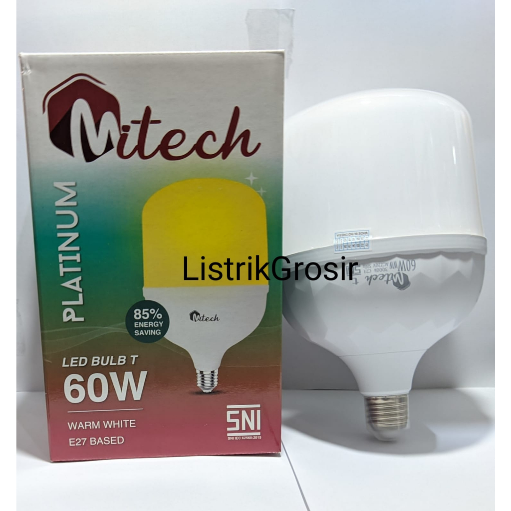 Kuning / Warm White Lampu Led MITECH 60w Kapsul 60watt WarmWhite