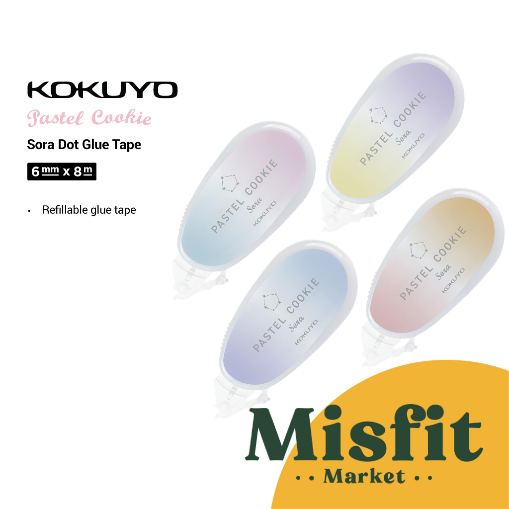 

Kokuyo Pastel Cookie Sora Dot Glue Tape 6mm x 8m Lem Double Dobel Selotip