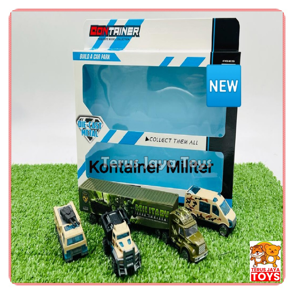 Miniatur Mainan Mobil Truk Kontainer Tangki Diecast Metal Mobil Militer