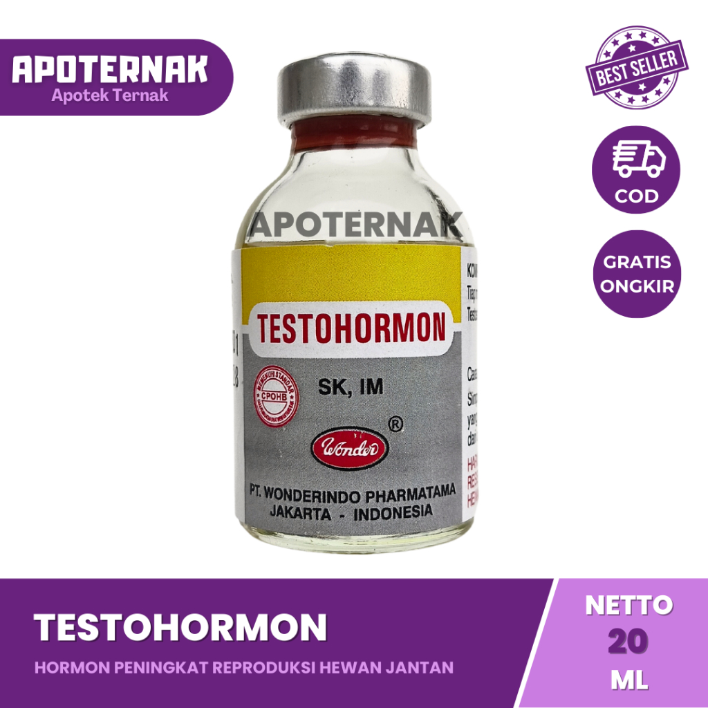 TESTOHORMON 20 ml | Hormon Tingkatkan Reproduksi Hewan Jantan | Pemacu Birahin Hewan Jantan Pejantan | WONDER