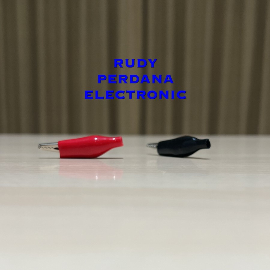 CROCODILE CLIP JEPIT CAPIT BUAYA SEDANG 45 MM SATU PASANG MERAH HITAM
