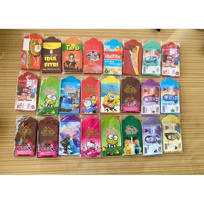 

ISI 10 PCS AMPLOP ANGPAU LEBARAN ANAK KARAKTER MOTIF SNACK ATM
