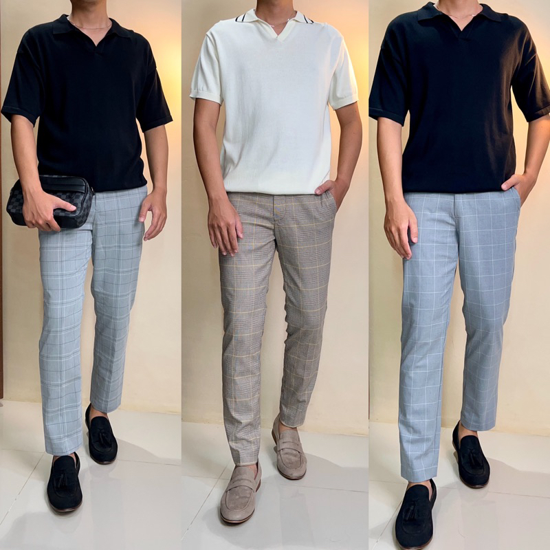 Celana Tartan HM Slim Fit Suit - Celana Tartan Pria & Wanita