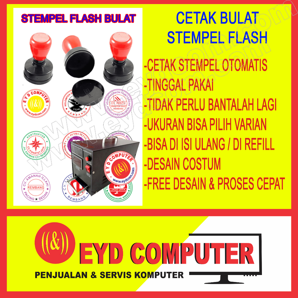 

CETAK STEMPEL FLASH BULAT FREE DESAIN COSTUM